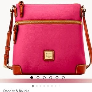 Dooney & Bourke “Strawberry” Pebble Leather Crossbody with Tan Trim New W Tags